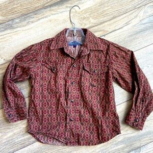 ❤️4 for $25❤️ Boys roper western button‎ down top size xs 4-5